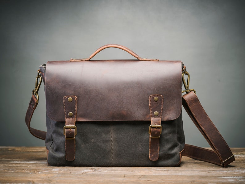 Mens Leather Satchel Bag, Messenger Bag for Men, Laptop Bag for School and Business Computer Bag, Vintage Leather Briefcase Handmade image 3