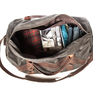 Mens Weekender Bag, Travel Bag for Men, Canvas Weekender, Mens Travel Bag, Handmade by Real Artisans image 8