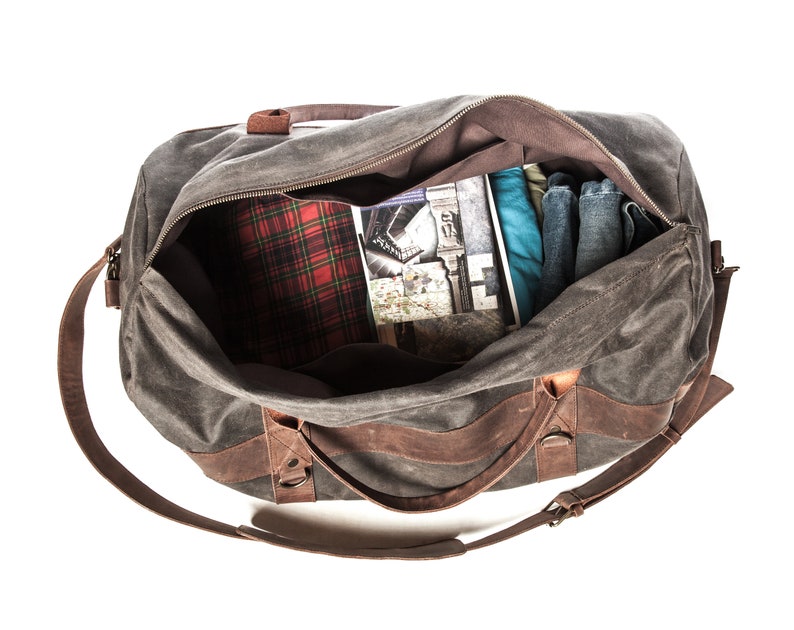 Mens Weekender Bag, Travel Bag for Men, Canvas Weekender, Mens Travel Bag, Handmade by Real Artisans image 8