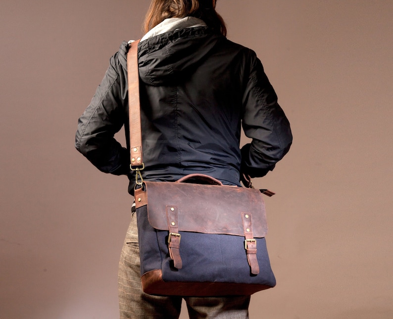 Canvas Laptop Bag Man, Men Bag, Waxed Canvas Bag, Laptop Bag, Waxed Bag, Handmade by Real Artisans image 1