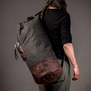 Canvas Duffel Bag, Mens Duffle Bag, Waxed Duffel, Leather Duffle, Handmade by Real Artisans image 7