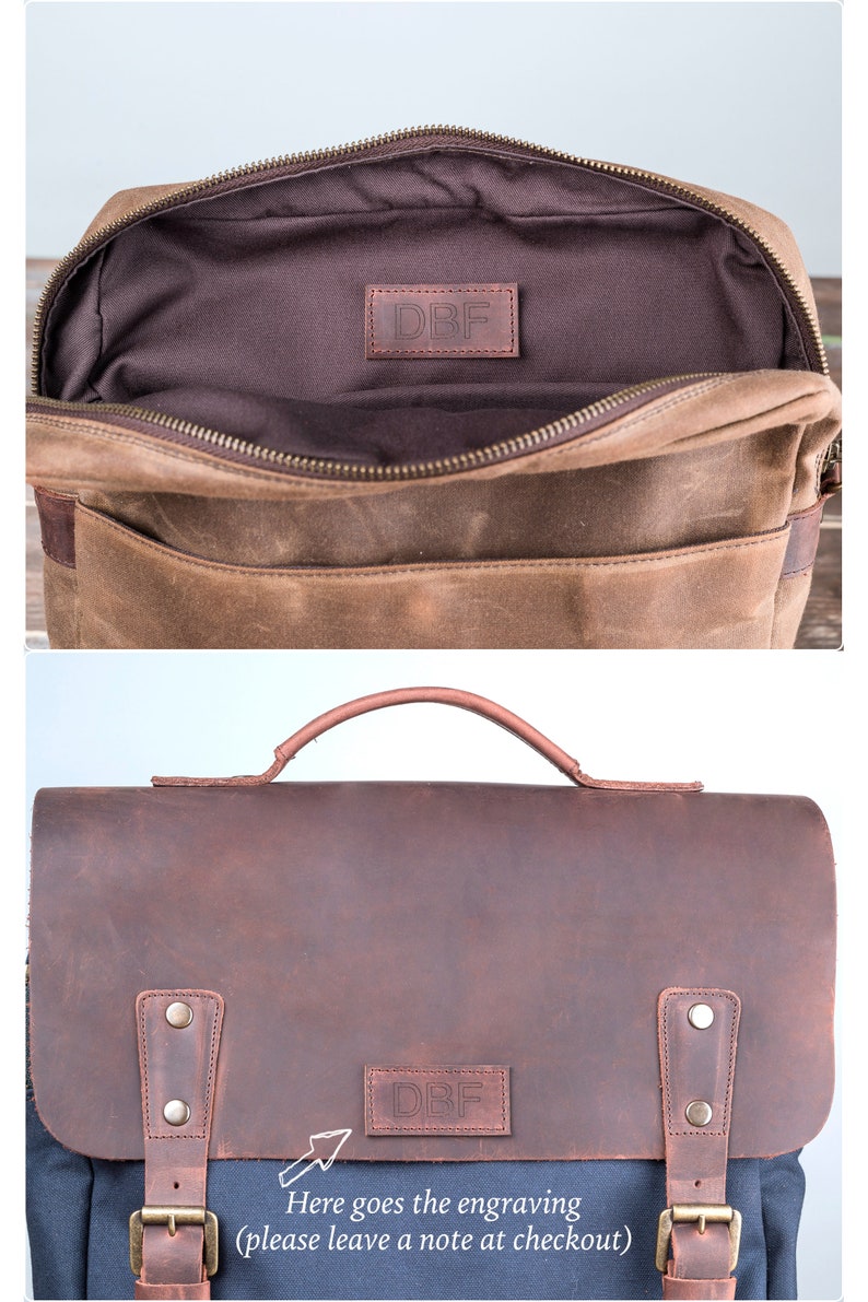 Personalisierte Laptop-Tasche für Männer, Vintage-Ledertasche Made in Europe, Computer-Tasche für die Schule, Männer-Aktentasche handgefertigt von echten Handwerkern Bild 10