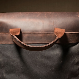 Messenger Bag Men, Leather Bag and Waxed Canvas Shoulder Bag, Computer Bag, Laptop 14 Hand Bag zdjęcie 4