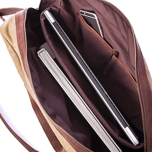 Canvas Laptop Bag, Men Bag, Waxed Canvas Bag, Men Laptop Bag, Canvas Men Bag, Waxed Bag image 7
