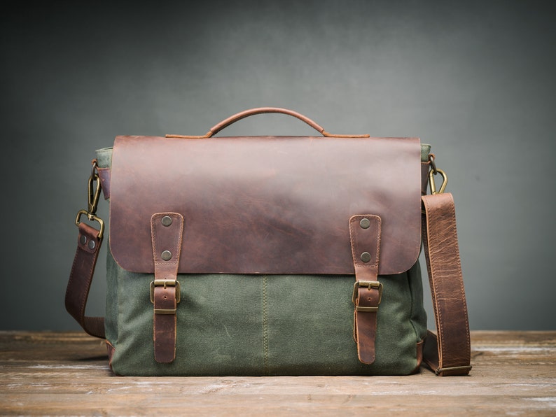 Mens Messenger Bag Leather Messenger Bag Canvas Messenger Etsy