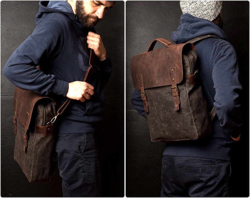 Sac de toile Ciré sac à dos homme sac à dos ciré sac à | Etsy France