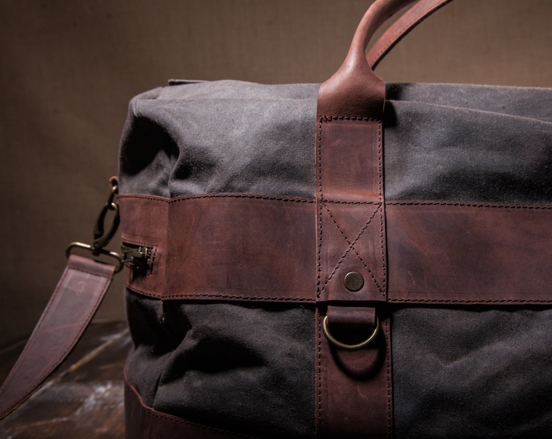 Mens Weekender Bag, Travel Bag for Men, Canvas Weekender, Mens Travel Bag, Handmade by Real Artisans image 3