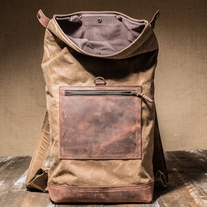 Roll Top Backpack Waxed, Bag for Hipsters, Hipster Backpack with Rolltop, Handmade by Real Artisans image 7