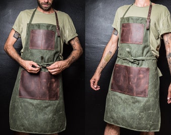 Work Apron and an Utility Apron, Barber, Hairdressers and Barista Apron, Handmade by Real Artisans