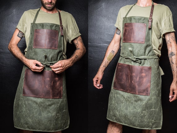 Work Apron and an Utility Apron, Barber, Hairdressers and Barista Apron, Handmade by Real Artisans