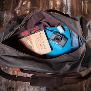 Mens Weekender Bag, Travel Bag for Men, Canvas Weekender, Mens Travel Bag, Handmade by Real Artisans image 5