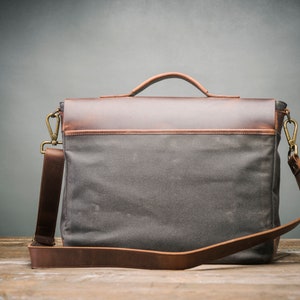 Mens Leather Satchel Bag, Messenger Bag for Men, Laptop Bag for School and Business Computer Bag, Vintage Leather Briefcase Handmade image 5