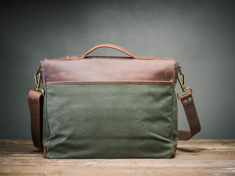 Herren Messenger Bag, Leder Messenger Bag, Canvas Messenger Bag, handgefertigt von echten Handwerkern Bild 5