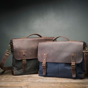 Canvas Laptop Bag Man, Men Bag, Waxed Canvas Bag, Laptop Bag, Waxed Bag, Handmade by Real Artisans image 8