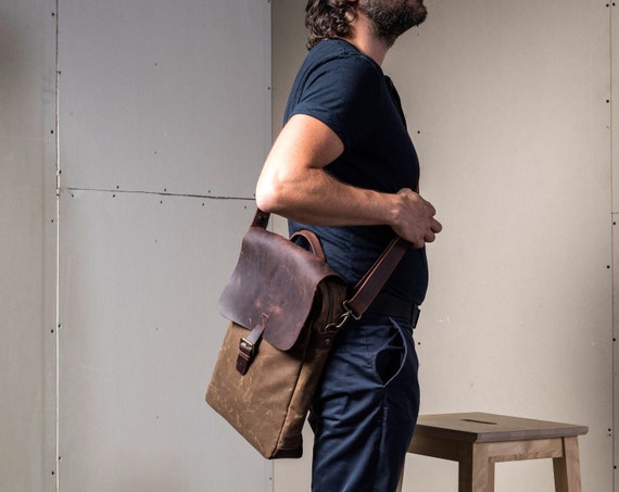 Personalized Messenger Bag for Men Slim Minimalist Shoulder 