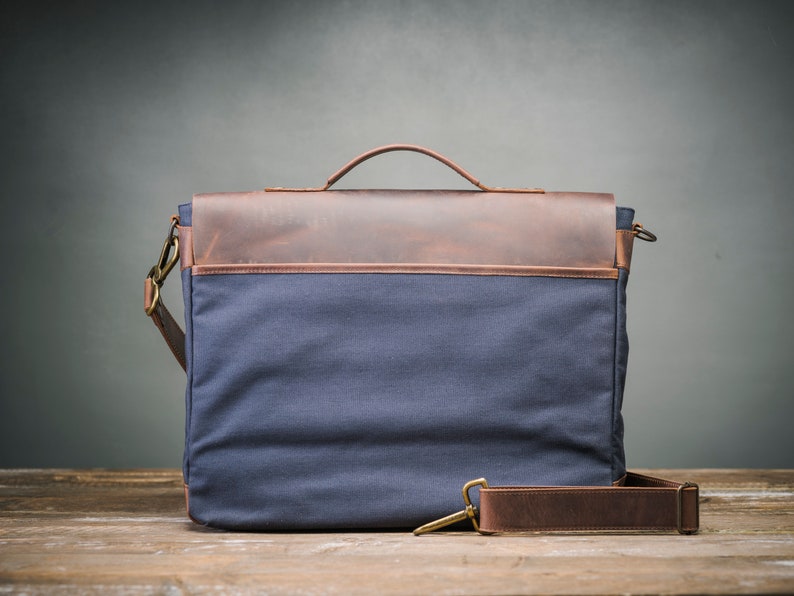 Canvas Laptop Bag Man, Men Bag, Waxed Canvas Bag, Laptop Bag, Waxed Bag, Handmade by Real Artisans image 5