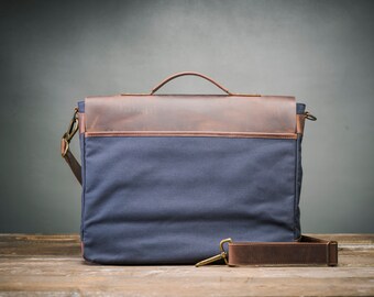 Sac Bandoulière Homme 15.6 Pouces - Toile Vintage - Ordinateur Portable - Bureau
