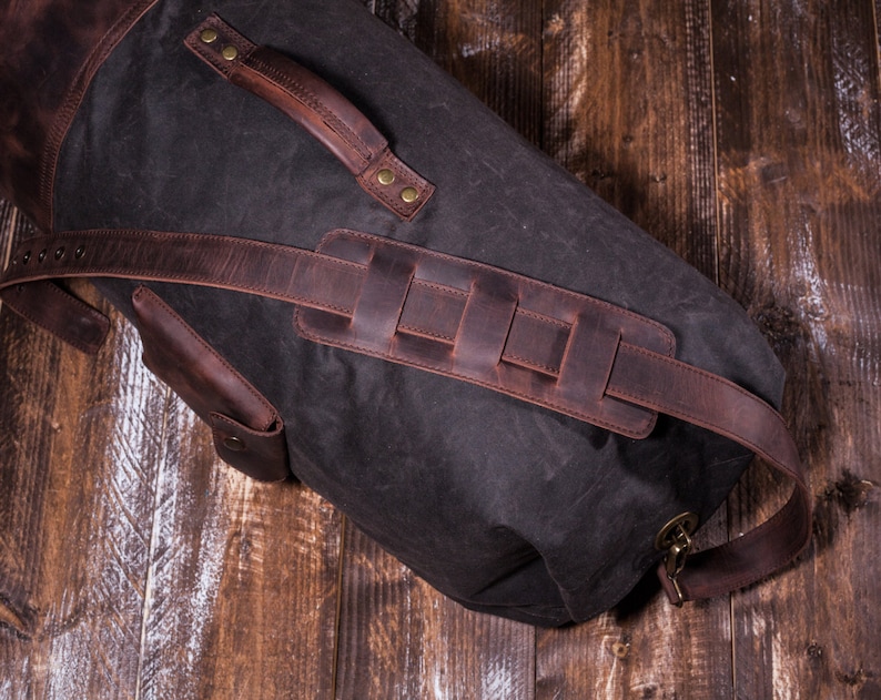 Canvas Duffel Bag, Mens Duffle Bag, Waxed Duffel, Leather Duffle, Handmade by Real Artisans image 3