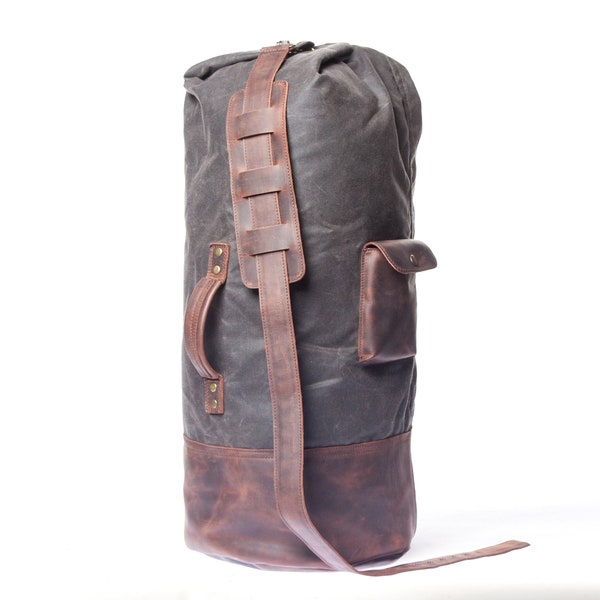 Duffle Bag - gewachstem Canvas Weekender - Leder Duffle Bag - Wochenende Männer Duffle Bag Umhängetasche - Leder Tasche