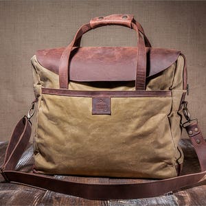 Canvas Laptop Bag, Men Bag, Waxed Canvas Bag, Men Laptop Bag, Canvas Men Bag, Waxed Bag image 2