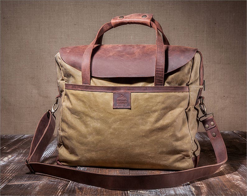 Canvas Laptop Bag, Men Bag, Waxed Canvas Bag, Men Laptop Bag, Canvas Men Bag, Waxed Bag image 2