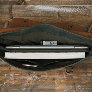 Heren Messenger Bag, lederen Messenger Bag, Canvas Messenger Bag, handgemaakt door echte ambachtslieden afbeelding 7