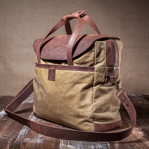 Canvas Laptop Bag, Men Bag, Waxed Canvas Bag, Men Laptop Bag, Canvas Men Bag, Waxed Bag image 3