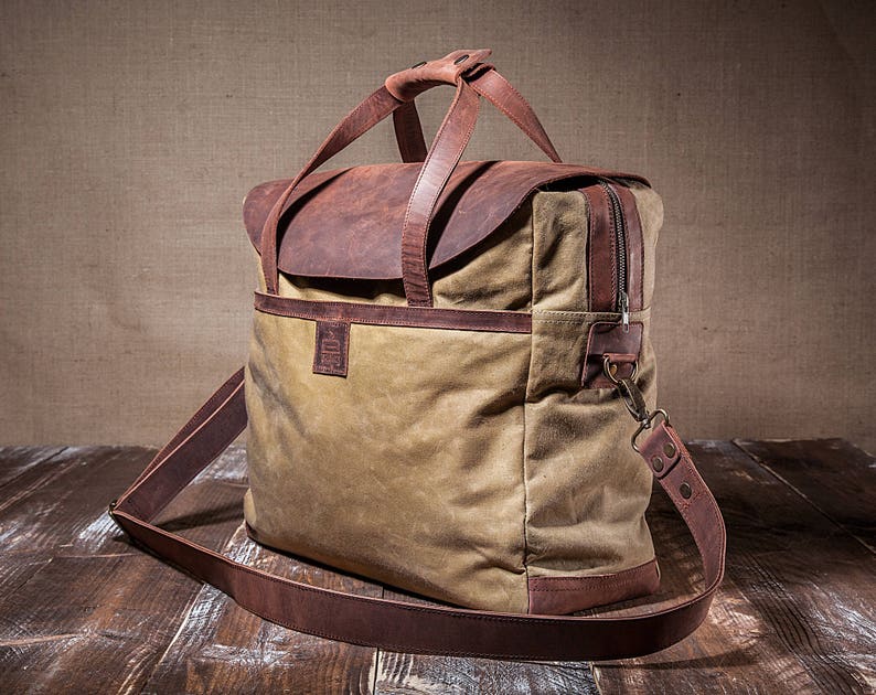 Canvas Laptop Bag, Men Bag, Waxed Canvas Bag, Men Laptop Bag, Canvas Men Bag, Waxed Bag image 3