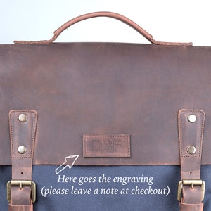 Waxed Canvas Leather Laptop Bag Leather Shoulder Bag Travel Bag for Men Weekender Bag Mens Leather Satchel Mens Messenger Bag image 8