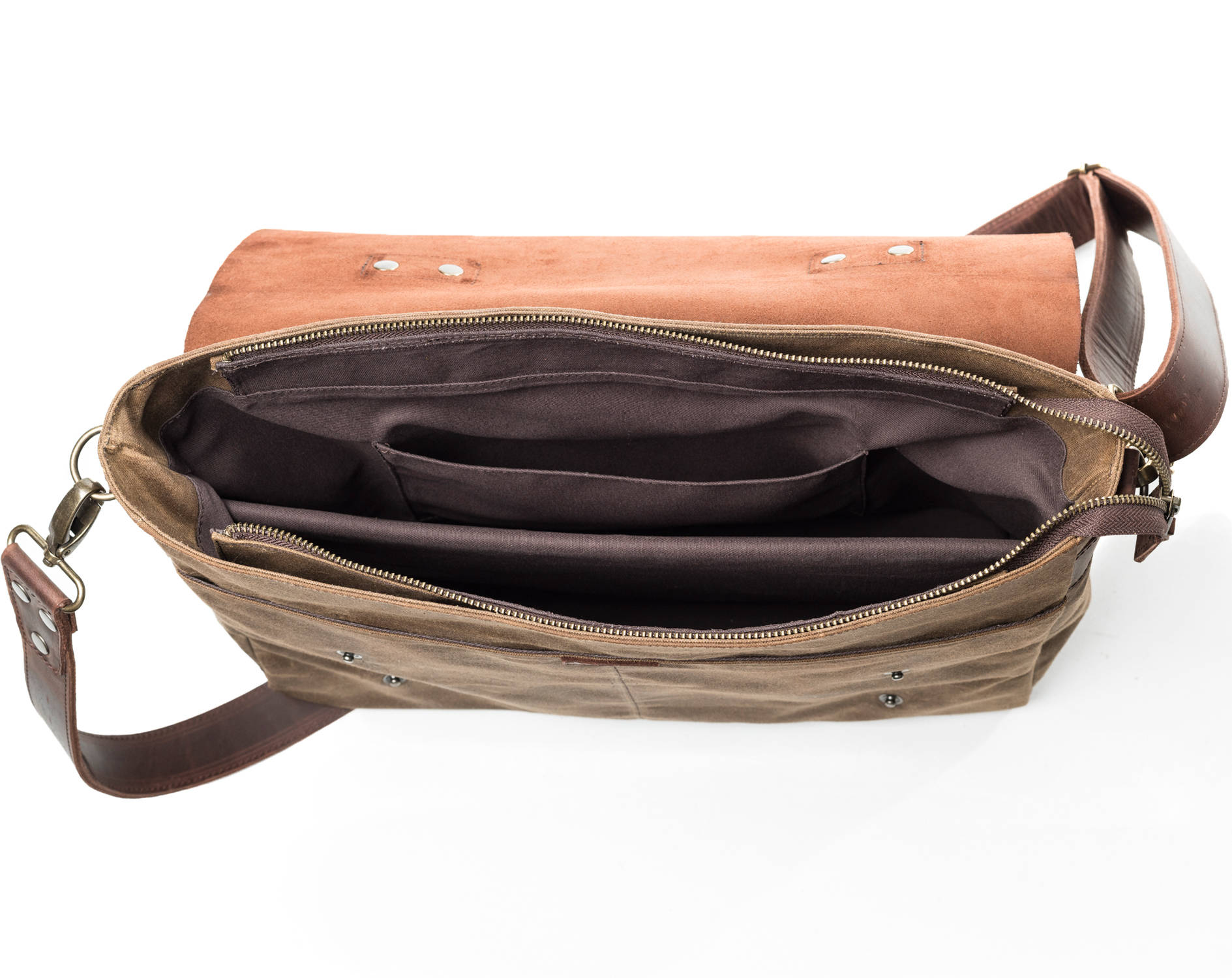 Mens Leather Briefcase Waxed Canvas Courier Bag Canvas | Etsy