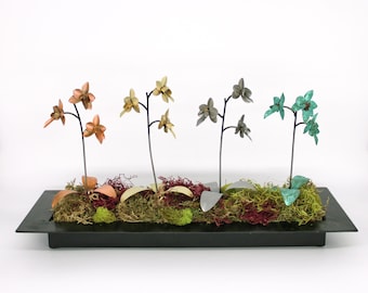 Plantable Metal Orchid #2 Copper, Brass, Stainless Steel, or Copper Patina Metal Orchid Flower