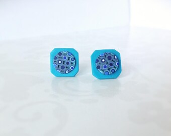 Small stud earrings , Everyday earrings , Turquoise Contemporary jewelry, Geometric earrings, Minimalist earrings, Polymer clay jewelry