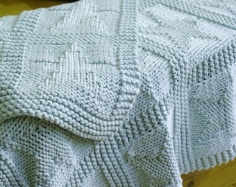 Easy baby blanket knitting pattern / Star pattern blanket / Chunky baby blanket / Beginner baby blanket / Baby shower gift / Layette gift