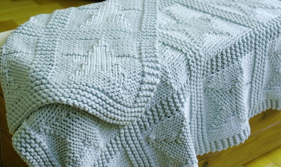 Easy Baby Blanket Knitting Pattern Star Pattern Blanket Chunky Baby Blanket Beginner Baby Blanket Baby Shower Gift Layette Gift