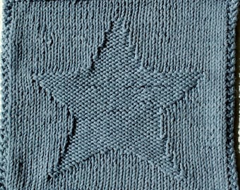 Star facecloth knitting pattern / Beginner knitting pattern / Star knitted square pattern / Dish cloth / Spa cloth / Blanket square