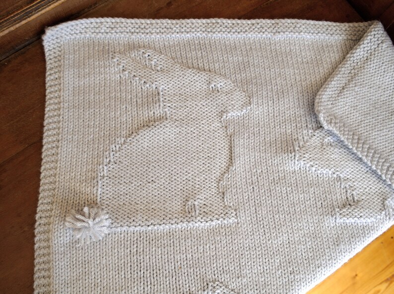Easy Baby Blanket Knitting Pattern / Bunny blanket knitting pattern / Bunnies blanket knitting pattern / Easter knitting / Rabbit knitting image 8