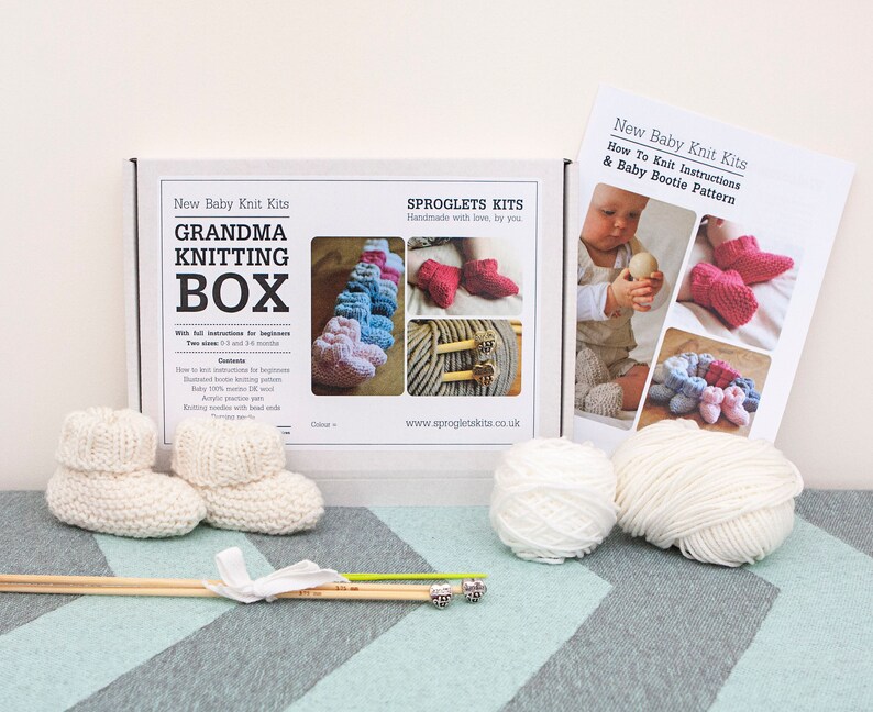 Grandma Knitting Kit Gift With Grandma Knitting Needles Baby Booties Knitting Kit Baby Announcement Personalised Knitting Kit Grandma Knitting Kit Gift With Grandma Knitting Needles Baby Booties Knitting Kit Baby Announcement Personalised Knitting Kit