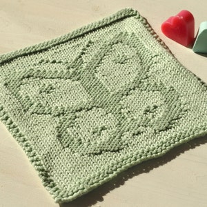 Butterfly face cloth knitting pattern / Beginner knitting pattern / Butterfly knitted square pattern / Dish cloth / Spa cloth /