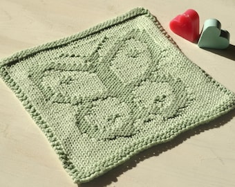 Butterfly face cloth knitting pattern / Beginner knitting pattern / Butterfly knitted square pattern / Dish cloth / Spa cloth /