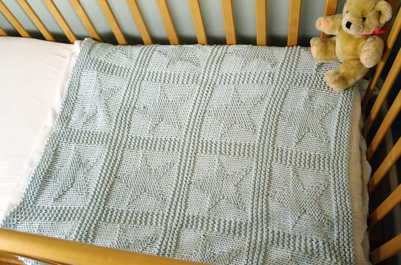 Easy baby blanket knitting pattern / Star pattern blanket / Chunky baby blanket / Beginner baby blanket / Baby shower gift / Layette gift image 6