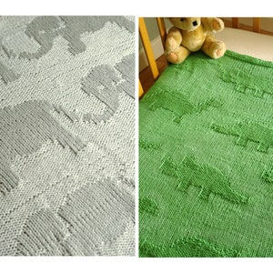 Elephant & dinosaur baby blanket knitting patterns / Beginner baby blanket patterns / Easy PDF download / Beginner knitting patterns