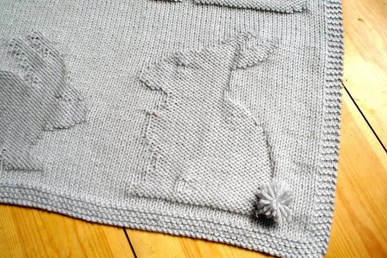 Easy Baby Blanket Knitting Pattern / Bunny blanket knitting pattern / Bunnies blanket knitting pattern / Easter knitting / Rabbit knitting image 6