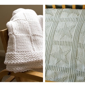 Beginner Waffle & Star Baby Blanket Knitting Patterns (PDF Download). Easy Beginner Knits.