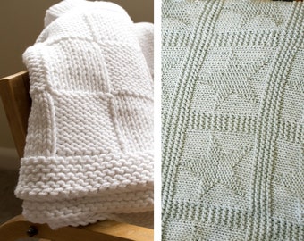 Waffle & Star baby blanket knitting patterns / Beginner baby blanket patterns / Easy PDF download / Beginner knitting patterns
