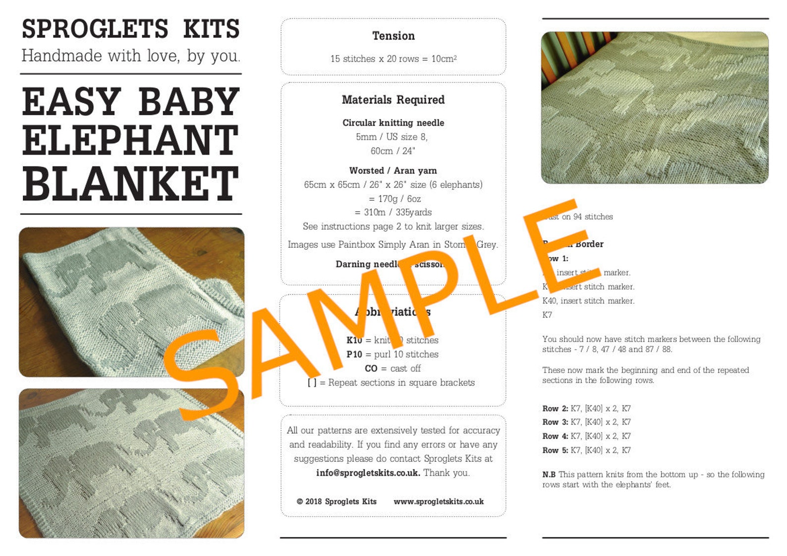 Easy Baby Blanket Knitting Pattern / Baby Elephant Blanket / Etsy
