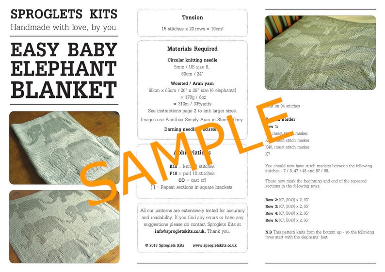 Easy Baby Blanket Knitting Pattern / Baby Elephant Blanket / Etsy