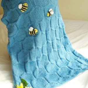 Easy Baby blanket knitting pattern / Bee knitting pattern / Beginner knitting / Geometric blanket pattern / Honeycomb baby blanket / PDF image 2