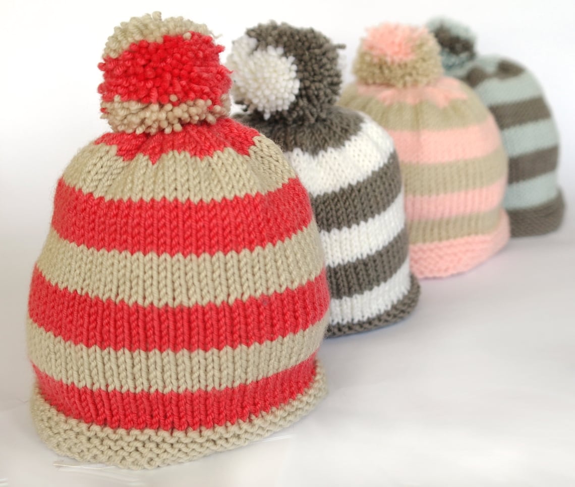 Easy knitting pattern baby bobble hat / baby beanie hat / Etsy