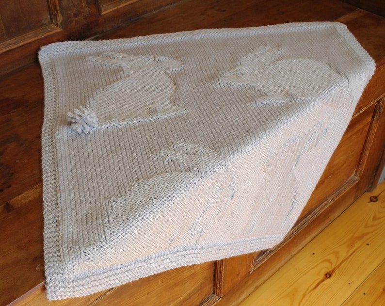 Easy Baby Blanket Knitting Pattern / Bunny blanket knitting pattern / Bunnies blanket knitting pattern / Easter knitting / Rabbit knitting image 9
