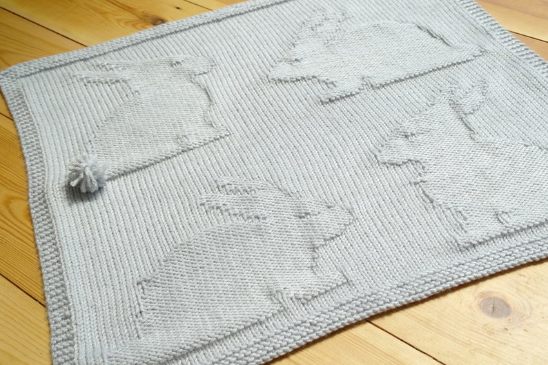 Easy Baby Blanket Knitting Pattern / Bunny blanket knitting pattern / Bunnies blanket knitting pattern / Easter knitting / Rabbit knitting image 7